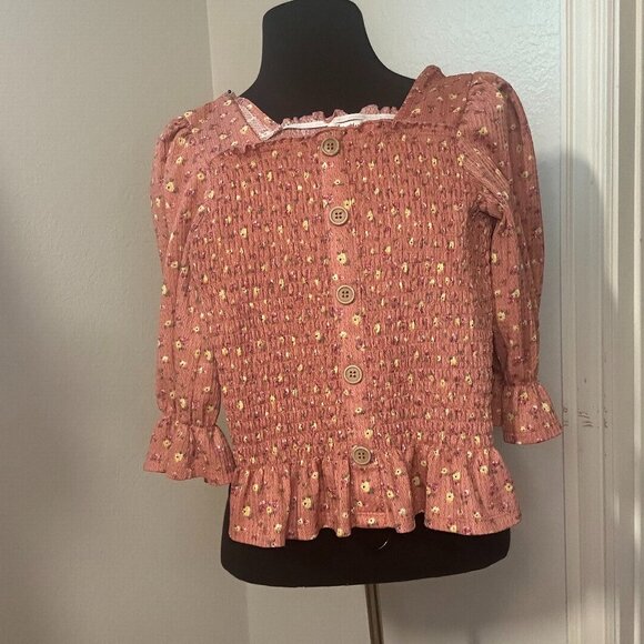 Speechless Kids, Large,  Peach Floral Blouse - Picture 1 of 3